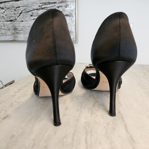 Size 8 Glint satin black peep toe heel - Picture 3 of 6